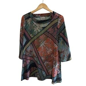 lynn ritchie silver tunic with cutout neckline‎ and matching camisole Sz M